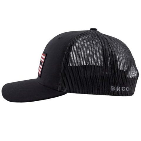 AR Flag Patch Trucker Hat - Black / Black Mesh