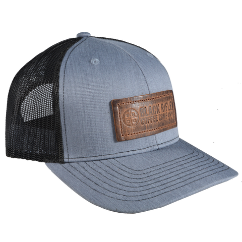 Leather Patch Trucker Hat - Gray / Black Mesh